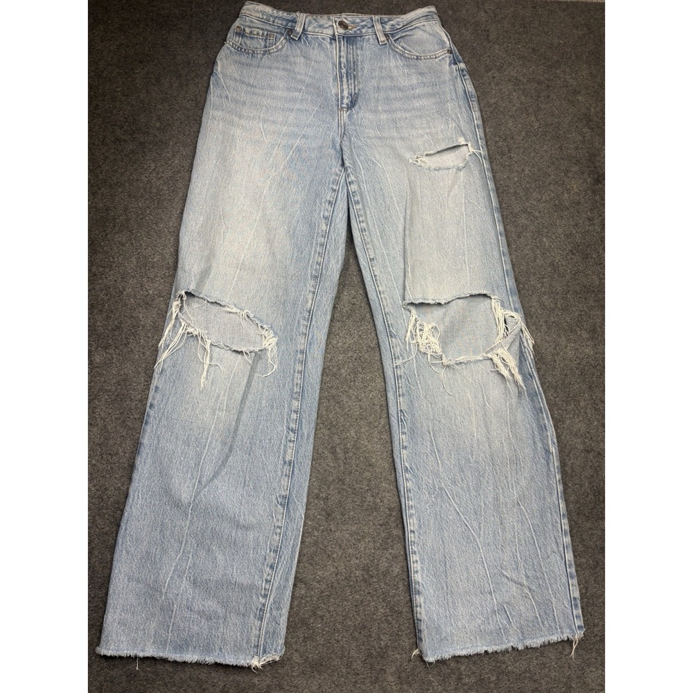 Garage Womens Size 3 Jambé Wide Leg Distressed Ripped Jeans Y2K Light Wash